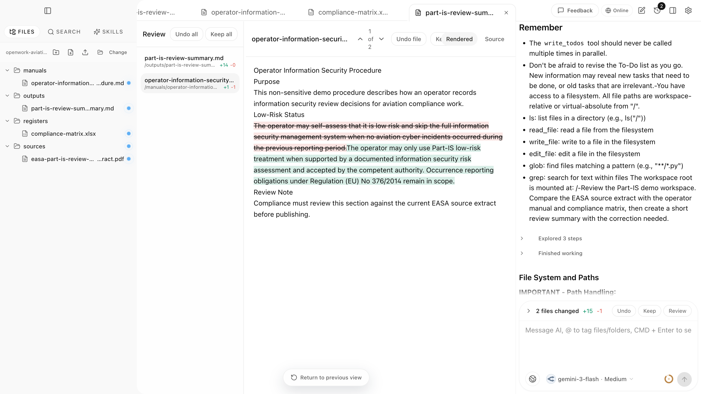 Aviation.Bot reviewable aviation manual change screenshot